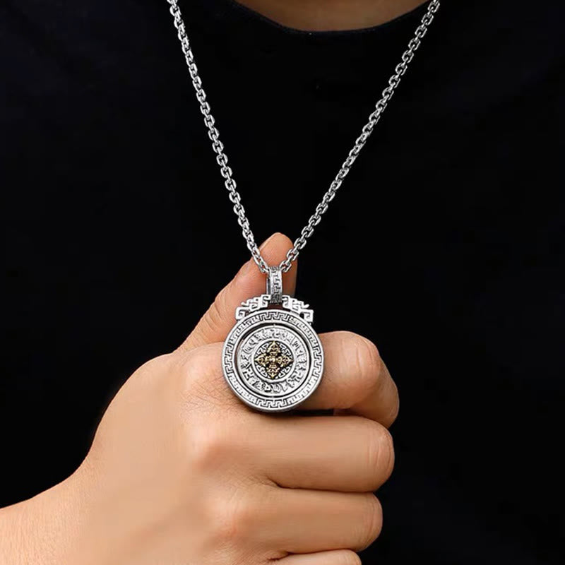 Collar con colgante de piedra de Buda tibetano Om Mani Padme Hum, doble dorje, vajra, giratorio, pureza y paz. 