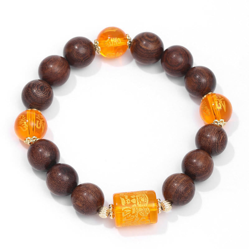 Buddha-Steine, natürliches Phoebe Zhennan-Holz, Om Mani Padme Hum, Gott des Reichtums, Kristall-Schutzarmband