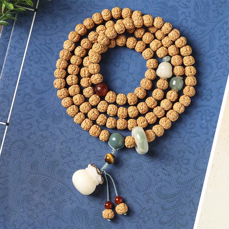 Buddha Stones Bodhi Seed Three-eyed Dzi Bead Buddha Hand Charm Wealth Bracelet - Touch Bling