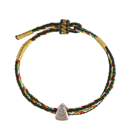 Buddha Stones 925 Sterling Silver Fu Character Luck Multicolored Rope Bracelet