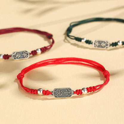 Buddha Stones Handmade 925 Sterling Silver Peace And Joy Safe Well Protection Braided Bracelet