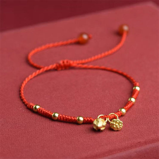 Tobillera de cuerda con amuleto de vaina de loto y piedras de Buda 
