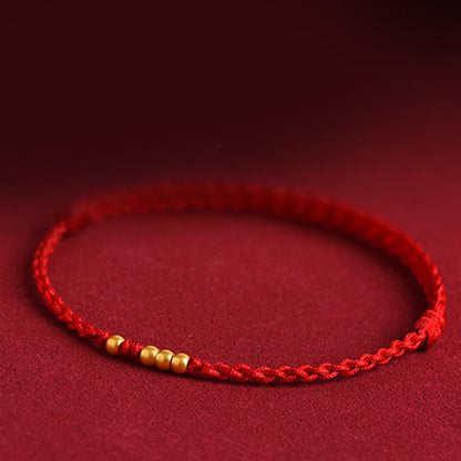 Pulsera trenzada de protección para parejas con cuentas de oro 999 y piedras de Buda 