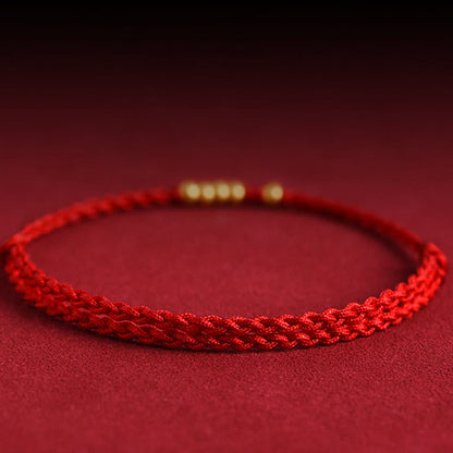 Pulsera trenzada de protección para parejas con cuentas de oro 999 y piedras de Buda 