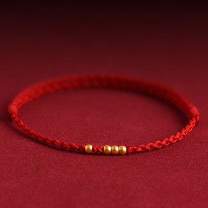 Pulsera trenzada de protección para parejas con cuentas de oro 999 y piedras de Buda 