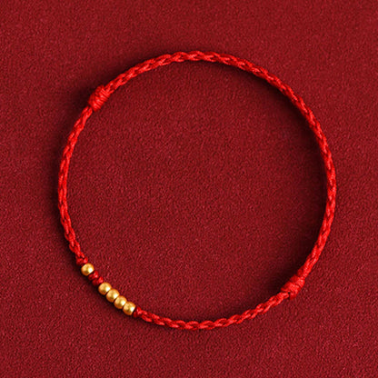 Pulsera trenzada de protección para parejas con cuentas de oro 999 y piedras de Buda 