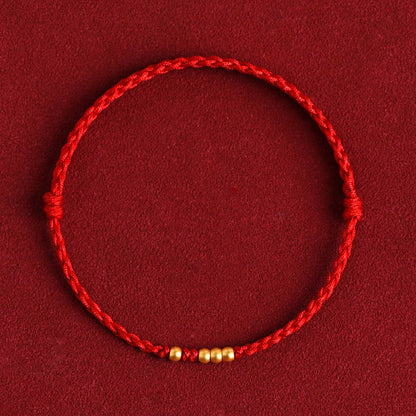 Pulsera trenzada de protección para parejas con cuentas de oro 999 y piedras de Buda 