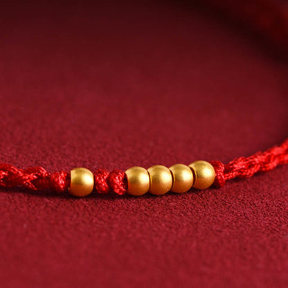 Pulsera trenzada de protección para parejas con cuentas de oro 999 y piedras de Buda 