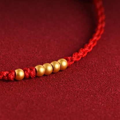 Pulsera trenzada de protección para parejas con cuentas de oro 999 y piedras de Buda 