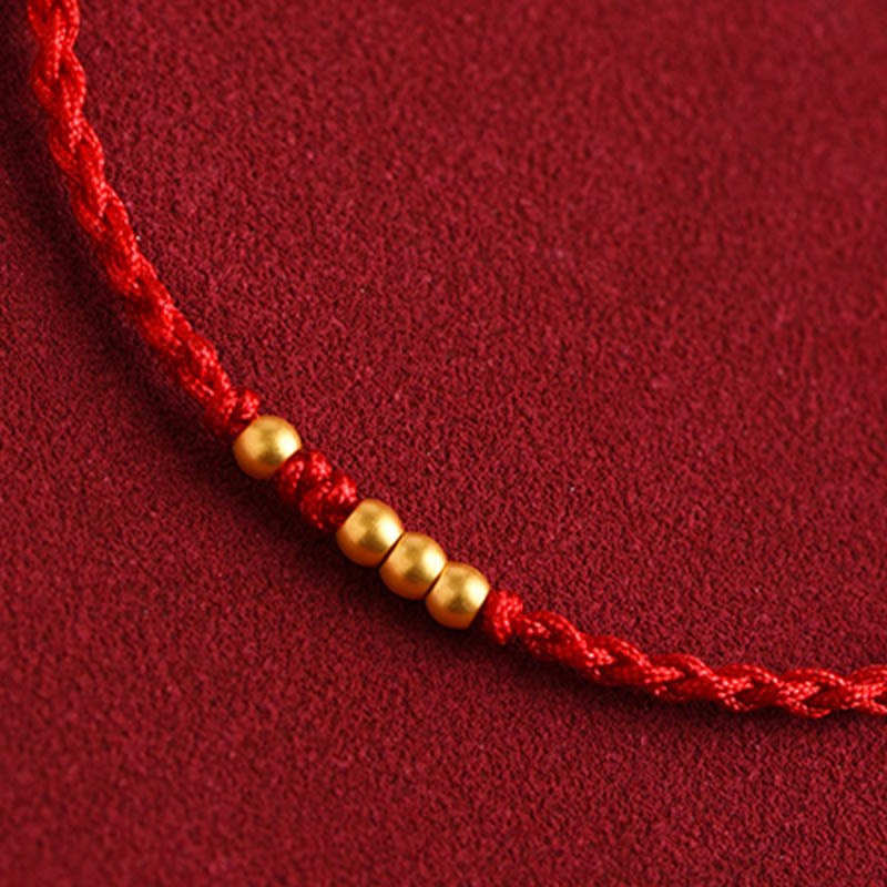 Pulsera trenzada de protección para parejas con cuentas de oro 999 y piedras de Buda 