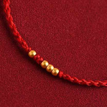 Pulsera trenzada de protección para parejas con cuentas de oro 999 y piedras de Buda 