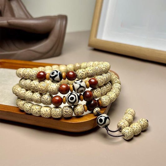 Pulsera de 108 cuentas Mala Bodhi Dzi con piedras de Buda que alejan los malos espíritus