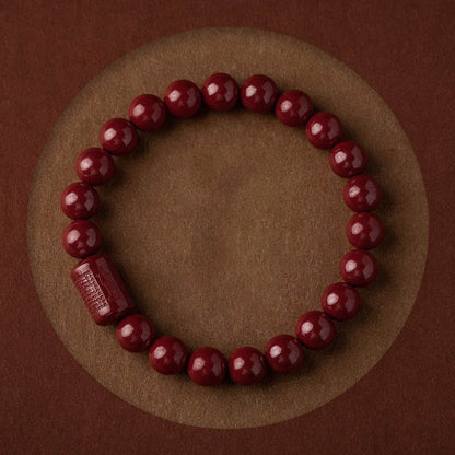 Buddha Stones Natural Cinnabar Heart Sutra Blessing Bracelet