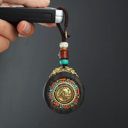 Piedras de Buda tibetano Shankha Concha Om Mani Padme Hum Lotus Fu personaje calabaza paz llavero