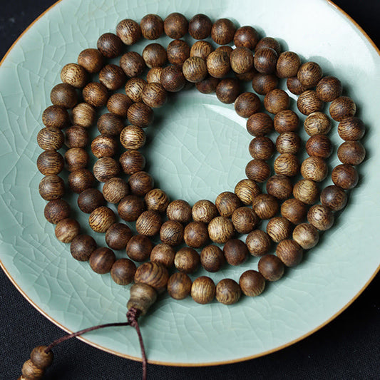 Piedras de Buda 108 cuentas Mala Huizhou verde Qinan Agarwood paz fuerza pulsera