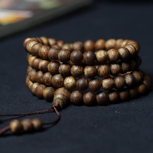 Piedras de Buda 108 cuentas Mala Huizhou verde Qinan Agarwood paz fuerza pulsera
