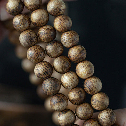 Buddha Stones 108 Mala Beads Hainan White Qinan Agarwood Calm Strength Bracelet