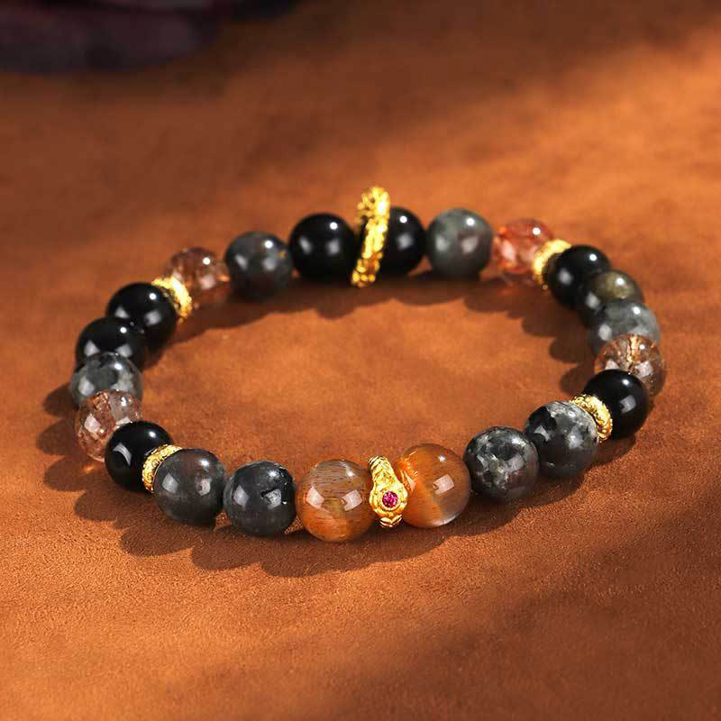 Pulsera positiva de piedra de lava con piedras de Buda y piedra solar