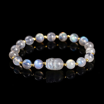 Pulsera de cristal rosa cálido con piedras de Buda y varios cristales PIXIU 