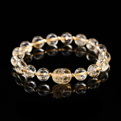Pulsera de cristal rosa cálido con piedras de Buda y varios cristales PIXIU 