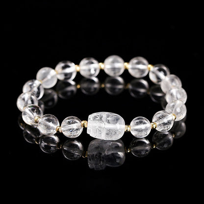Pulsera de cristal rosa cálido con piedras de Buda y varios cristales PIXIU 