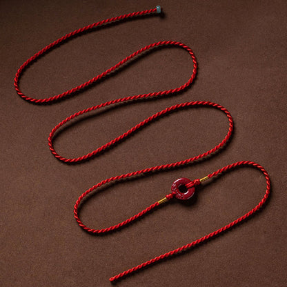 Cadena para el vientre de hilo rojo con hebilla de paz y cinabrio natural de piedras de Buda 