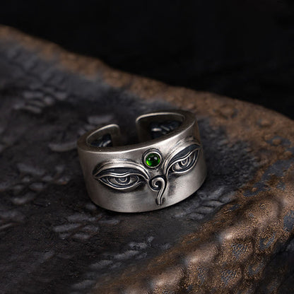 Buddha Stones 925 Sterling Silver Bodhisattva Tara Calm Adjustable Ring