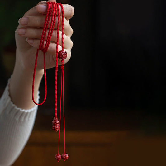 Cadena para el vientre de hilo rojo con piedras de Buda, cinabrio natural, calabaza del zodiaco chino, bendición calmante 