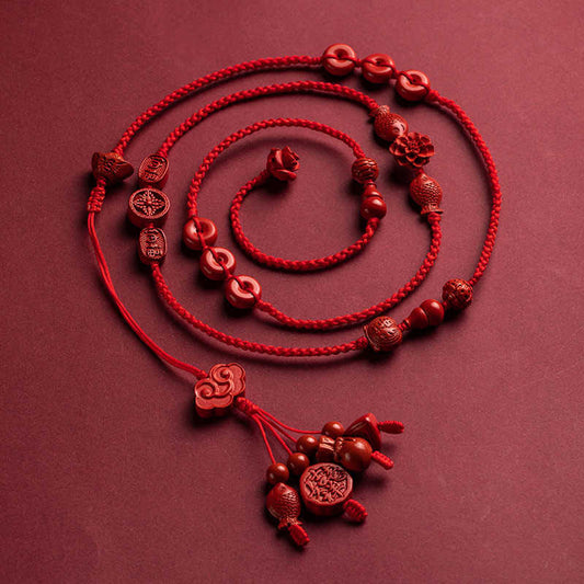 Cadena para el vientre de hilo rojo con bendición de calma y cinabrio natural de Buddha Stones