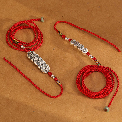 Cadena para el vientre con hilo rojo y bendición de plata de ley 999 con piedras de Buda 