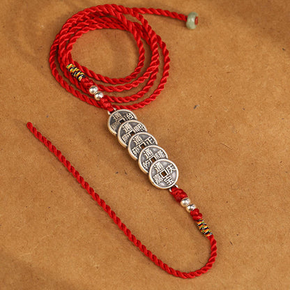 Cadena para el vientre con hilo rojo y bendición de plata de ley 999 con piedras de Buda 