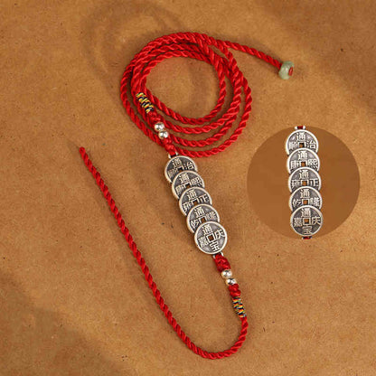 Cadena para el vientre con hilo rojo y bendición de plata de ley 999 con piedras de Buda 