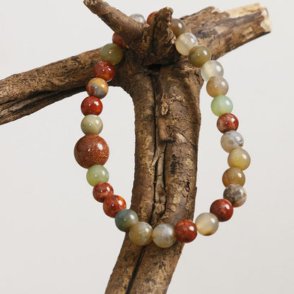 Buddha Stones Armband mit rotem Achat und Shoushan-Stein, Ruhe und Segen 
