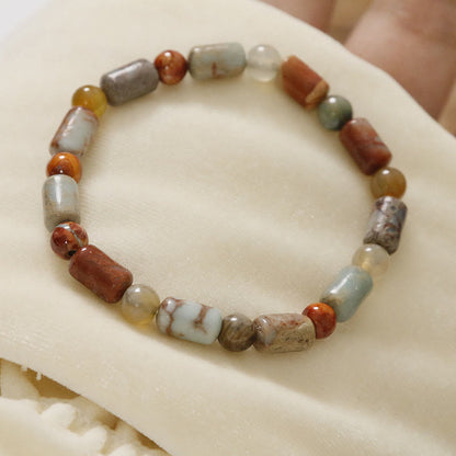 Buddha Stones Armband mit rotem Achat und Shoushan-Stein, Ruhe und Segen 