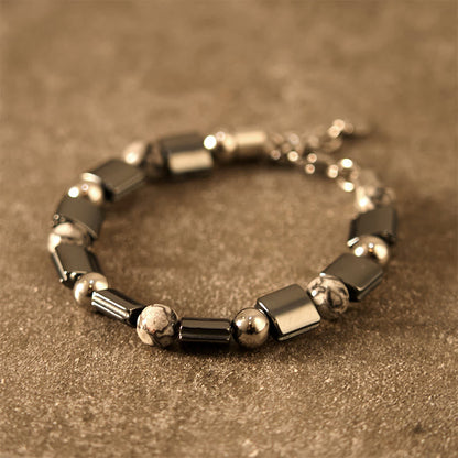 Pulsera de cadena con hebilla de soporte de jaspe Picasso, hematita, ojo de tigre y piedras de Buda 