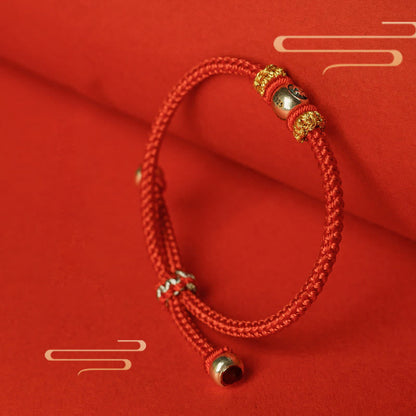Buddha Stones Red String Chinese Characters Protection Bracelet