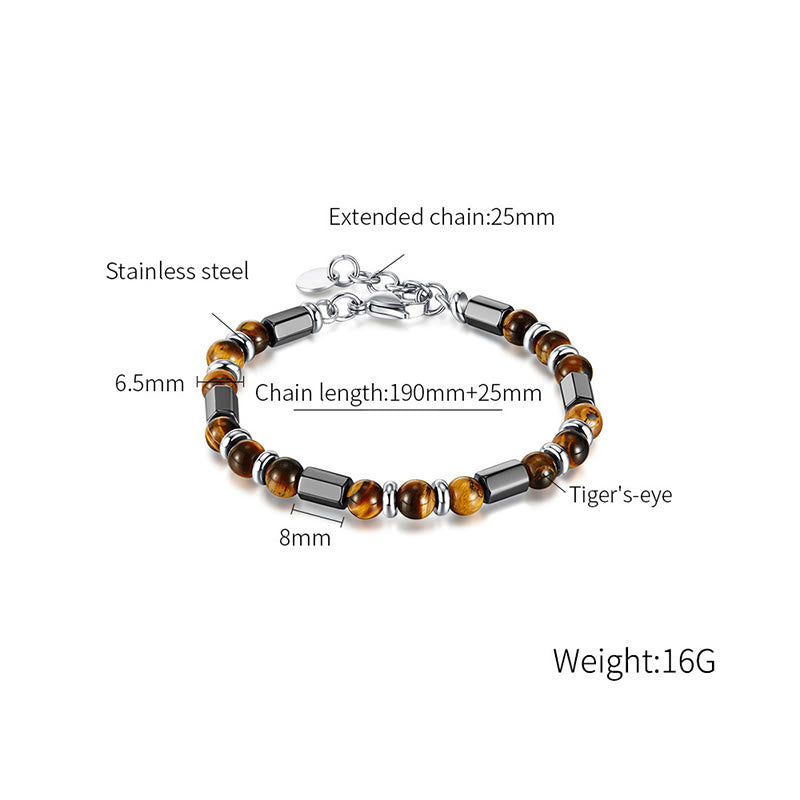 Pulsera de cadena con hebilla de hematita y ojo de tigre de Buddha Stones 