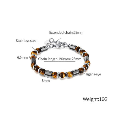 Pulsera de cadena con hebilla de hematita y ojo de tigre de Buddha Stones 