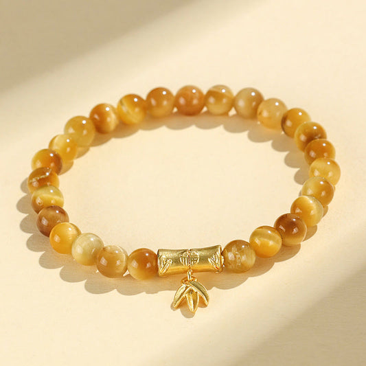 Buddha Stones Tigerauge Fu Charakter Bambus Koi Fisch Lotus Om Mani Padme Hum Schutzarmband 