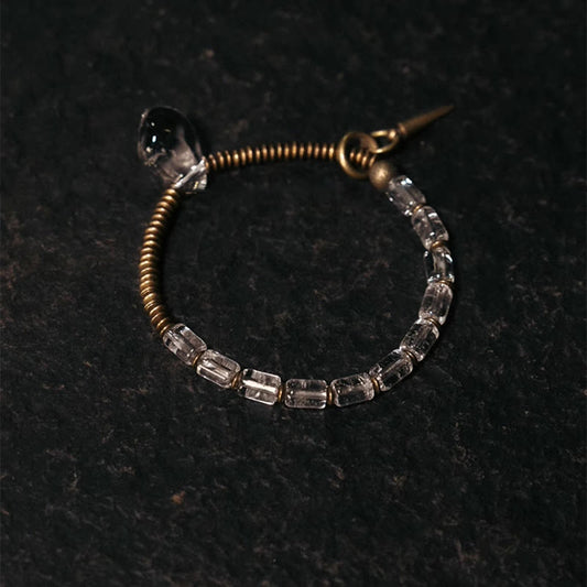 Buddha Stones Kupfer Weiß Kristall Glück Armband 