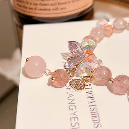 Buddha Stones Erdbeerquarz Kristall Kürbis Positives Armband 
