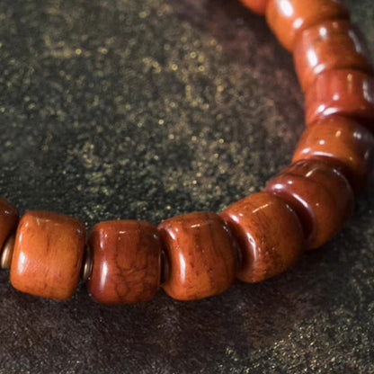 Buddha Stones Yak-Knochen Kupferkegel Anhänger Kraftarmband 