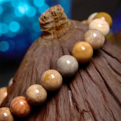 Buddha Stones Fossil Koralle Mitgefühl Armband 