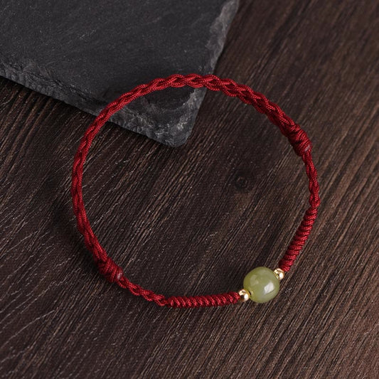 Buddha Stones Natürliche Hetian Jade 999 Goldperlen Schutz Glück Geflochtenes Armband Fußkettchen