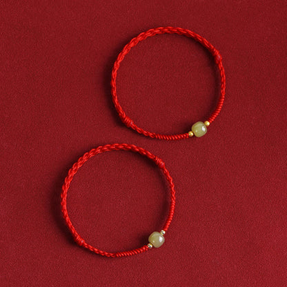 Buddha Stones Natürliche Hetian Jade 999 Goldperlen Schutz Glück Geflochtenes Armband Fußkettchen