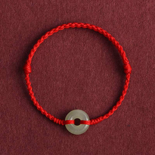 Buddha Stones Natürliche Hetian Jade Frieden Schnalle Schutz Glück Geflochtenes Armband Fußkettchen 