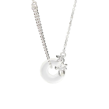 Buddha Stones 925 Sterling Silver Tulip Chalcedony Peace Buckle Fortune Necklace Pendant