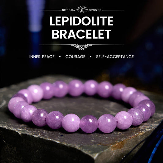 Buddha Stones Lepidolith Inner Peace Armband 