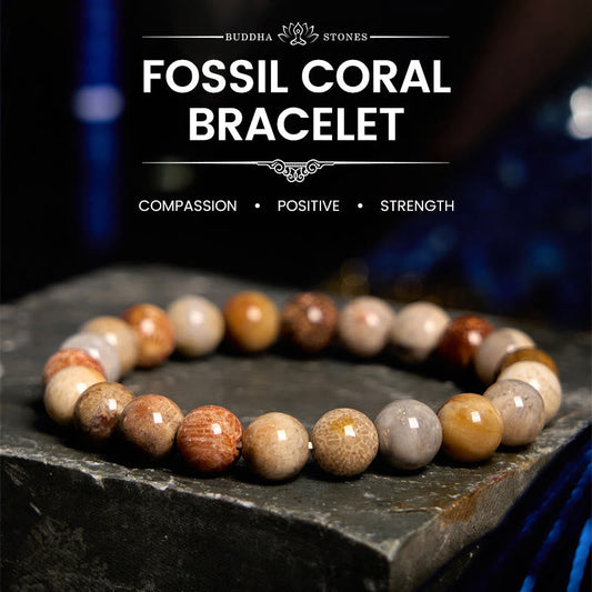 Buddha Stones Fossil Koralle Mitgefühl Armband 