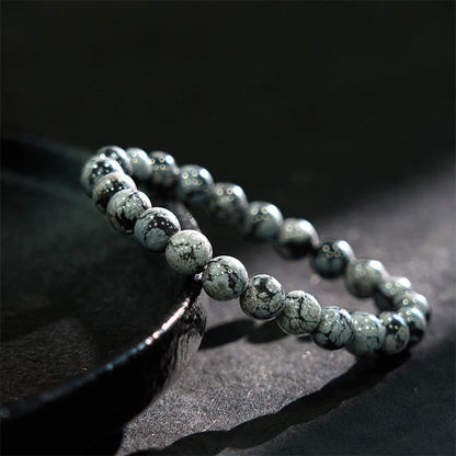 Buddha-Stein-Schneeflocken-Obsidian-Balance-Armband